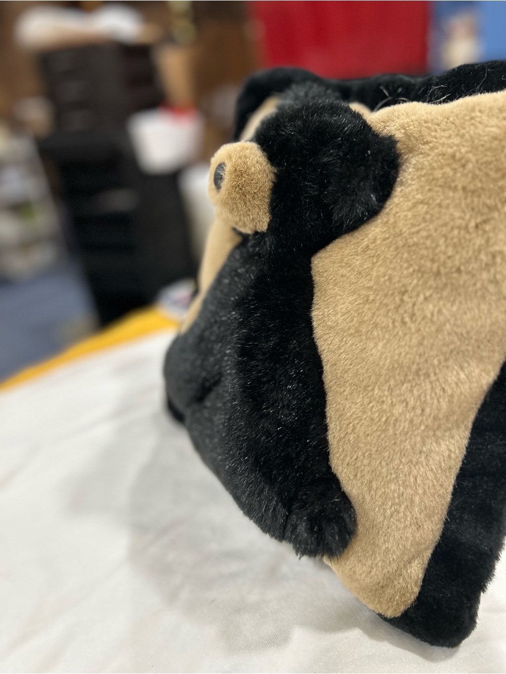 Vtg JAAG Plush 3D Black Bear Throw Pillow 12" - Picture 3 of 5